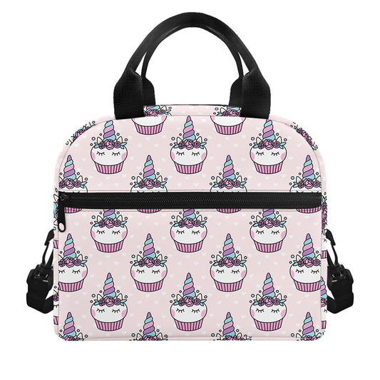 Unicorn Cupcake Pattern Print Insulated Lunch Bag