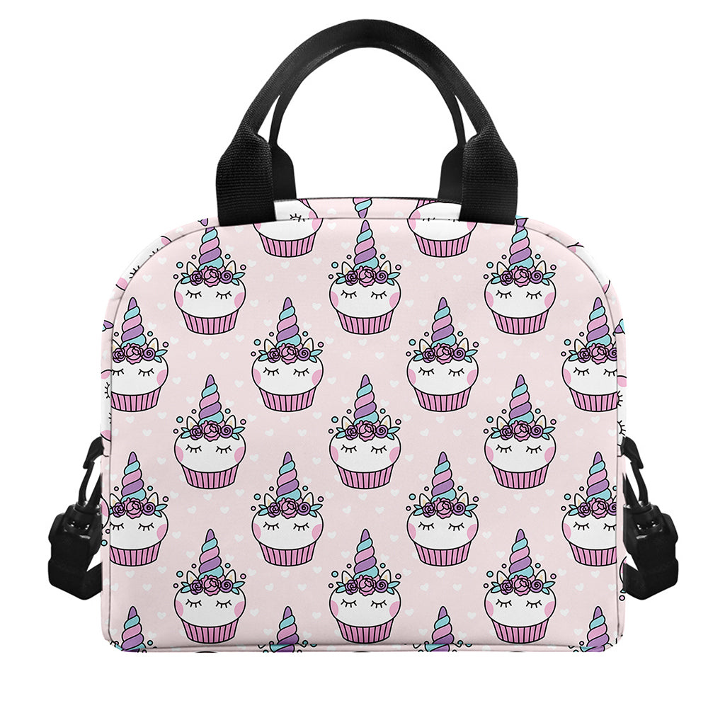 Unicorn Cupcake Pattern Print Insulated Lunch Bag
