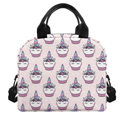Unicorn Cupcake Pattern Print Insulated Lunch Bag