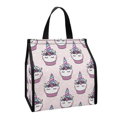 Unicorn Cupcake Pattern Print Insulated Lunch Tote