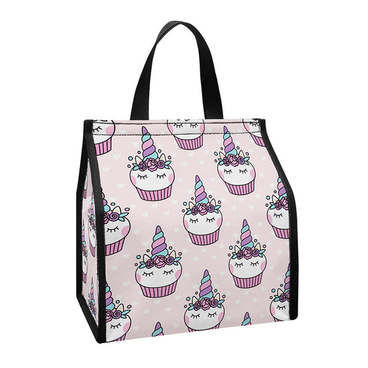 Unicorn Cupcake Pattern Print Insulated Lunch Tote