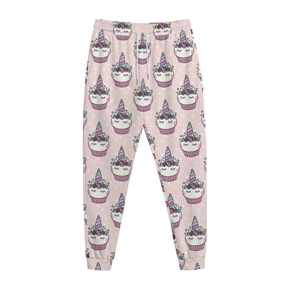 Unicorn Cupcake Pattern Print Jogger Pants