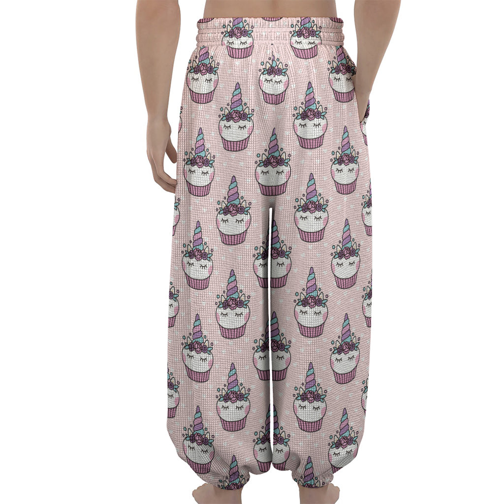 Unicorn Cupcake Pattern Print Lantern Pants