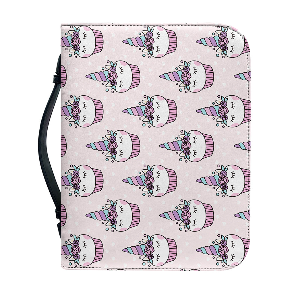Unicorn Cupcake Pattern Print Leather Bible Cover