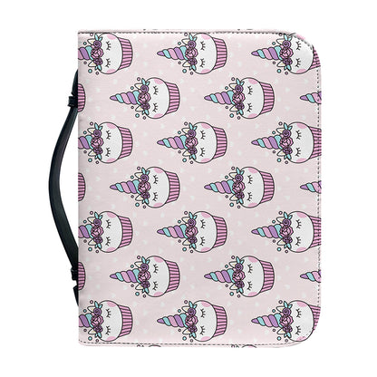 Unicorn Cupcake Pattern Print Leather Bible Cover