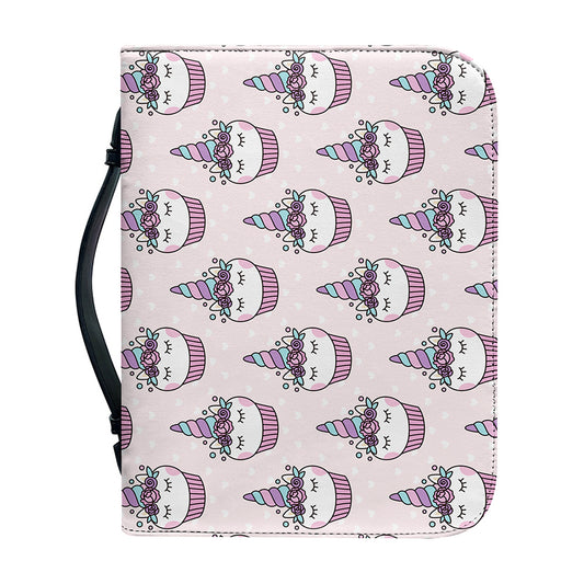 Unicorn Cupcake Pattern Print Leather Bible Cover
