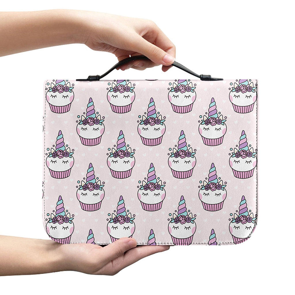 Unicorn Cupcake Pattern Print Leather Bible Cover