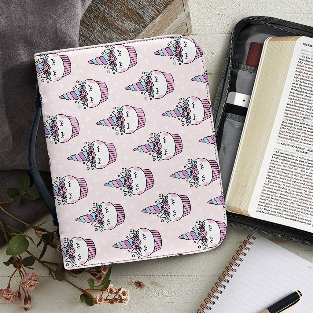 Unicorn Cupcake Pattern Print Leather Bible Cover