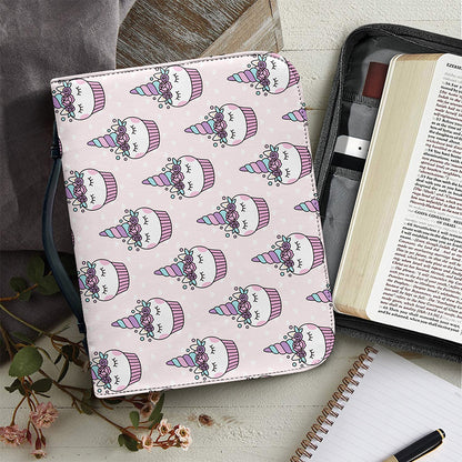 Unicorn Cupcake Pattern Print Leather Bible Cover