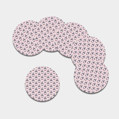 Unicorn Cupcake Pattern Print Leather Coaster Set