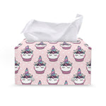 Unicorn Cupcake Pattern Print Leather Tissue Box Cover