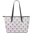Unicorn Cupcake Pattern Print Leather Tote Bag With Zipper