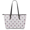 Unicorn Cupcake Pattern Print Leather Tote Bag