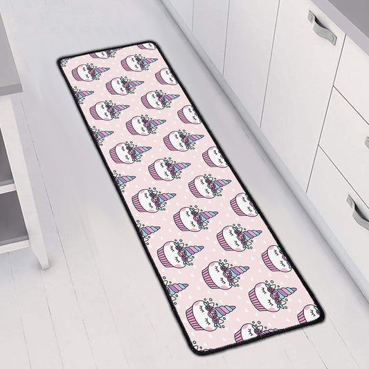 Unicorn Cupcake Pattern Print Long Kitchen Mat