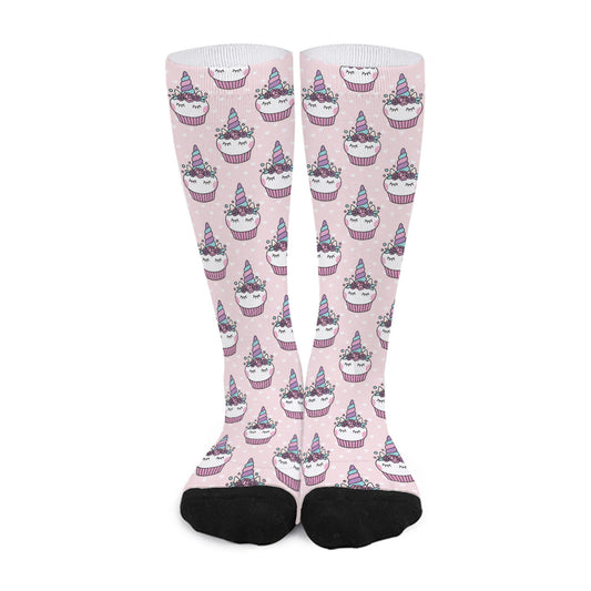 Unicorn Cupcake Pattern Print Long Socks