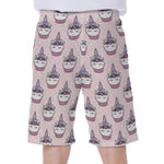 Unicorn Cupcake Pattern Print Men's Beach Shorts
