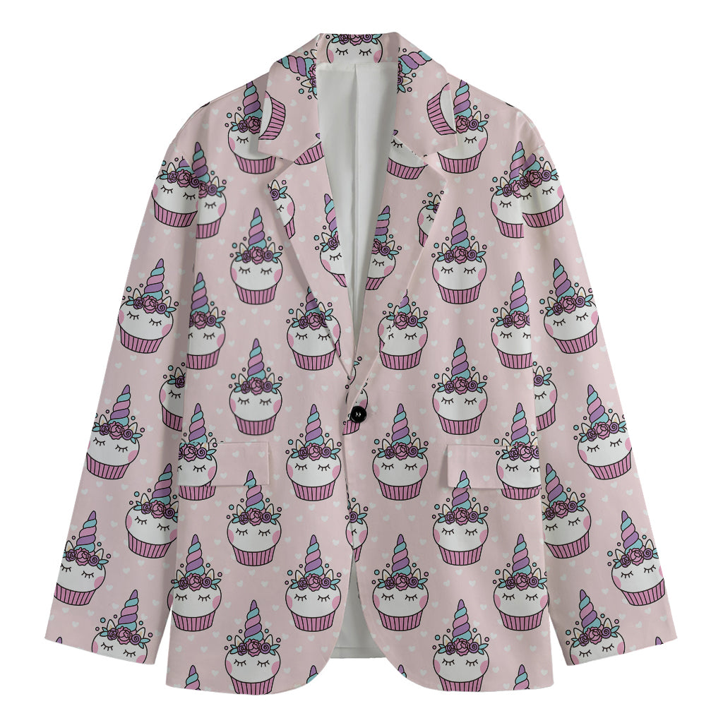 Unicorn Cupcake Pattern Print Men's Blazer