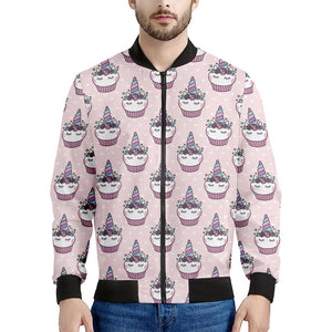 Unicorn Cupcake Pattern Print Men's Bomber Jacket