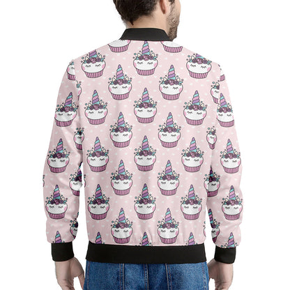 Unicorn Cupcake Pattern Print Men's Bomber Jacket