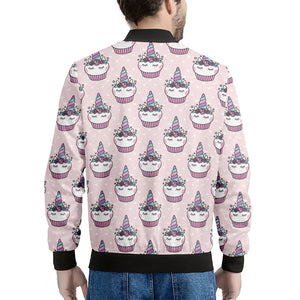 Unicorn Cupcake Pattern Print Men's Bomber Jacket