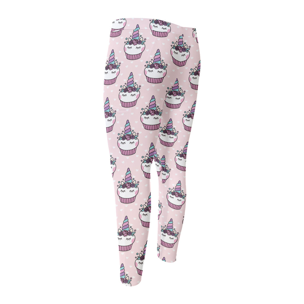 Unicorn Cupcake Pattern Print Men's Compression Pants