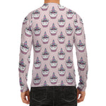 Unicorn Cupcake Pattern Print Men's Long Sleeve Rash Guard