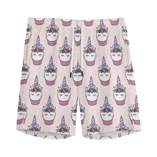 Unicorn Cupcake Pattern Print Men's Sports Shorts