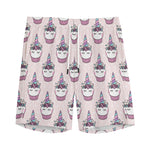 Unicorn Cupcake Pattern Print Men's Sports Shorts