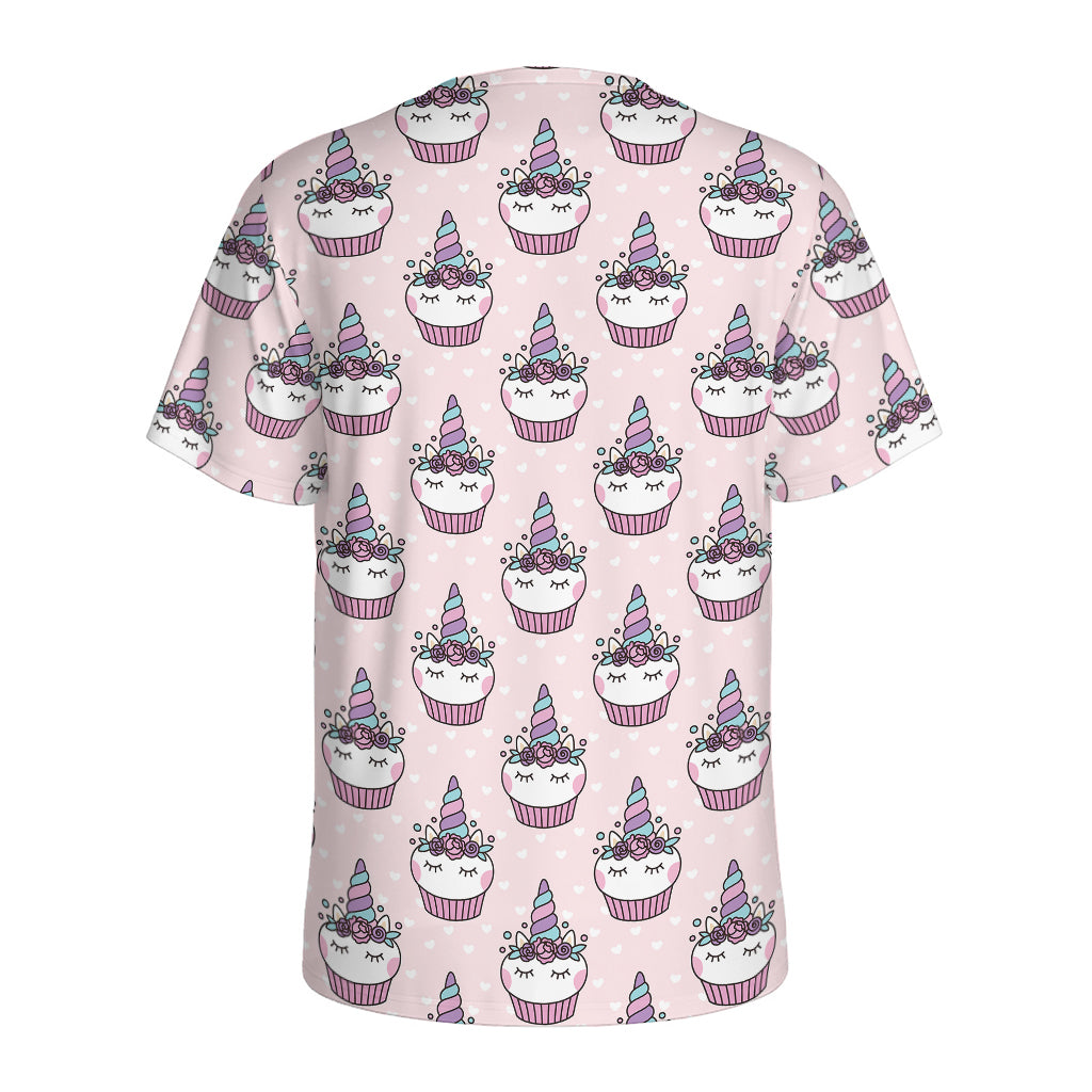 Unicorn Cupcake Pattern Print Men's Sports T-Shirt