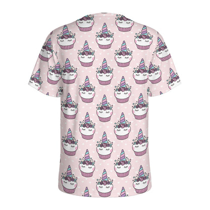 Unicorn Cupcake Pattern Print Men's Sports T-Shirt