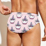 Unicorn Cupcake Pattern Print Men's Swim Briefs