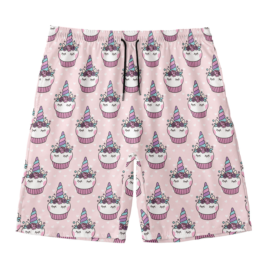 Unicorn Cupcake Pattern Print Men's Swim Trunks