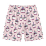 Unicorn Cupcake Pattern Print Men's Swim Trunks