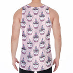 Unicorn Cupcake Pattern Print Men's Velvet Tank Top