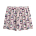 Unicorn Cupcake Pattern Print Mesh Shorts