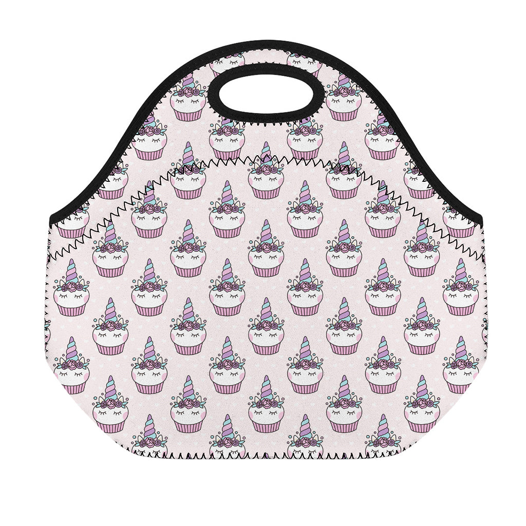 Unicorn Cupcake Pattern Print Neoprene Lunch Bag