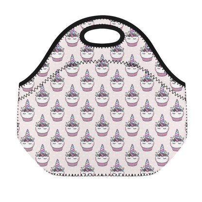 Unicorn Cupcake Pattern Print Neoprene Lunch Bag