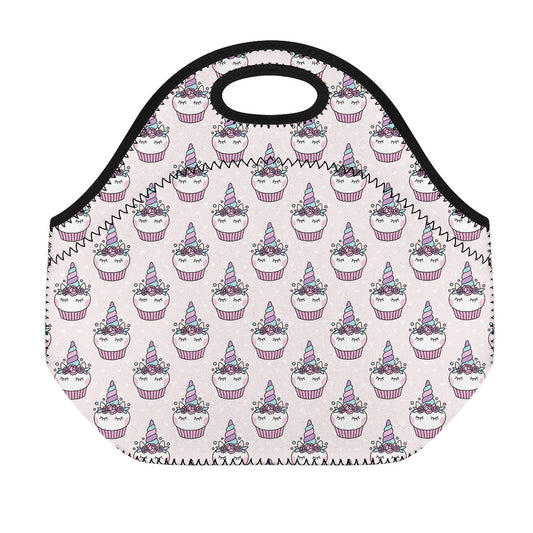 Unicorn Cupcake Pattern Print Neoprene Lunch Bag