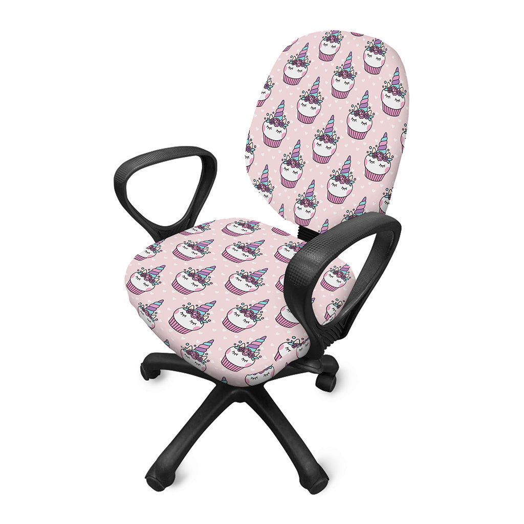 Unicorn Cupcake Pattern Print Office Chair Cover