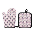 Unicorn Cupcake Pattern Print Oven Mitt And Pot Holder Set
