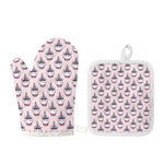 Unicorn Cupcake Pattern Print Oven Mitt And Pot Holder Set