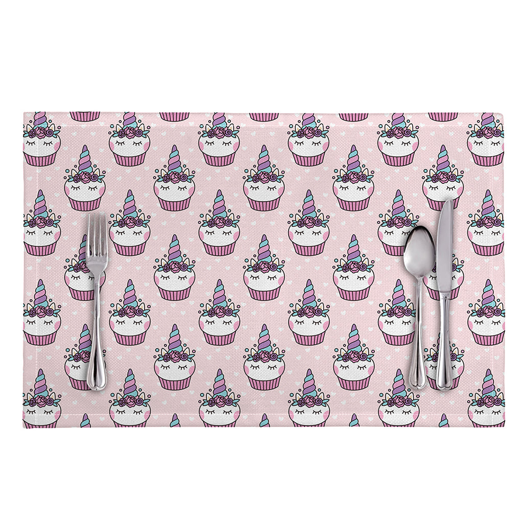 Unicorn Cupcake Pattern Print Placemat