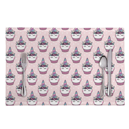 Unicorn Cupcake Pattern Print Placemat