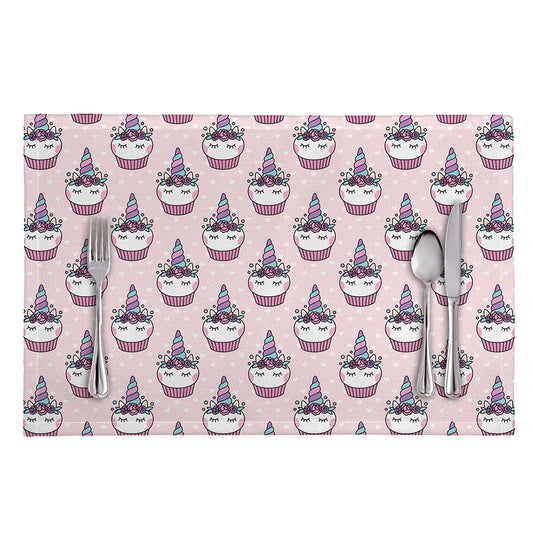 Unicorn Cupcake Pattern Print Placemat