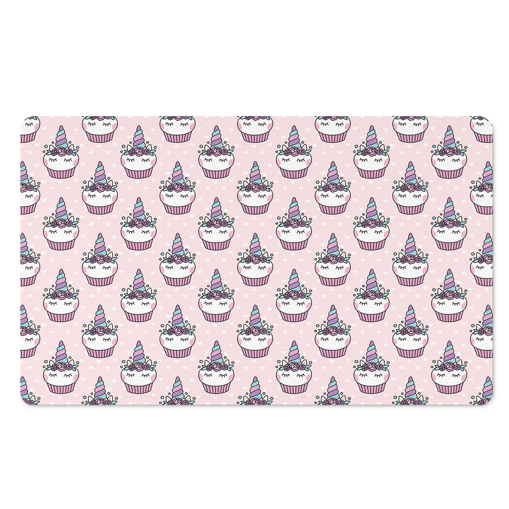 Unicorn Cupcake Pattern Print Polyester Doormat