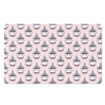 Unicorn Cupcake Pattern Print Polyester Doormat