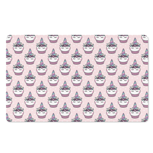 Unicorn Cupcake Pattern Print Polyester Doormat