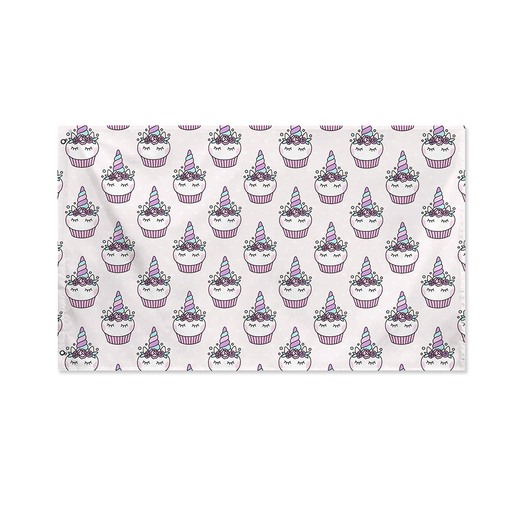 Unicorn Cupcake Pattern Print Polyester Flag