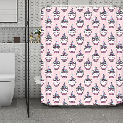 Unicorn Cupcake Pattern Print Polyester Shower Curtain
