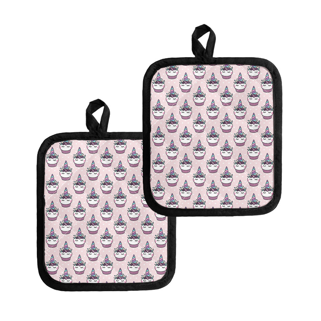 Unicorn Cupcake Pattern Print Pot Holders